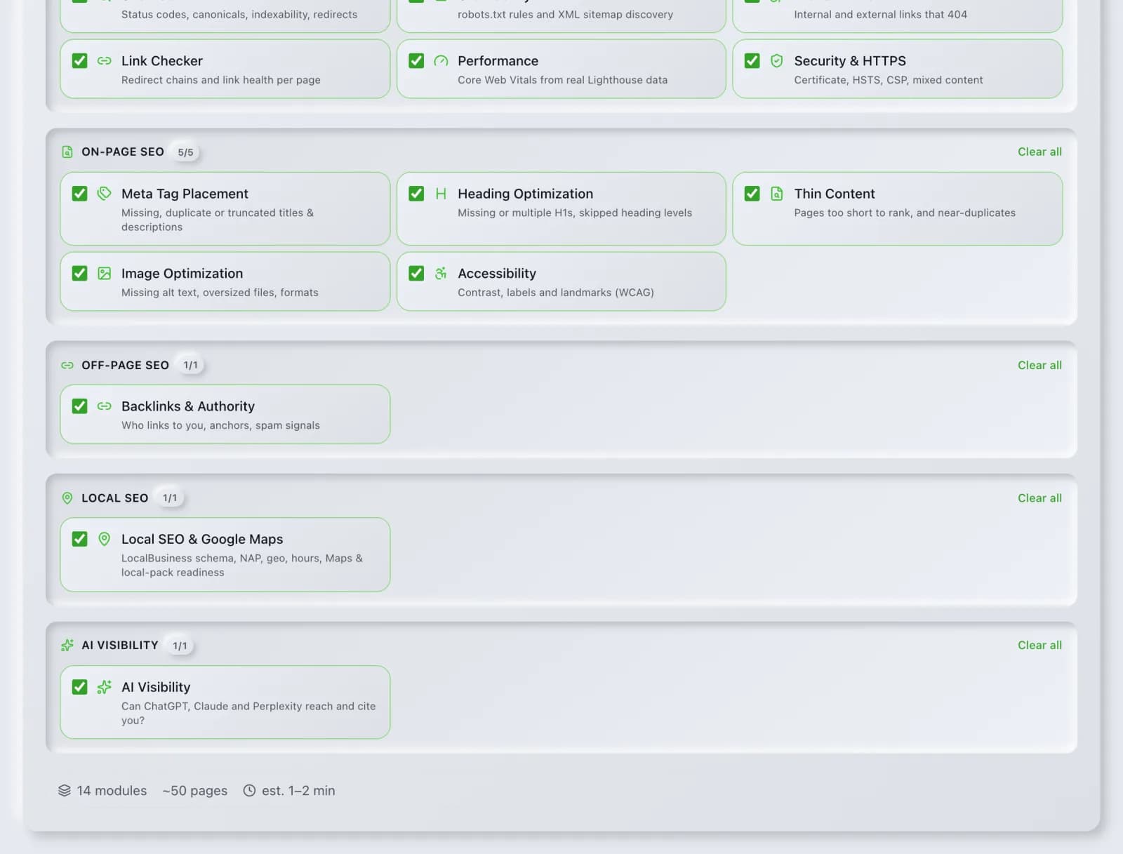 More of the Full Site Audit tool in the SEO Roger dashboard.