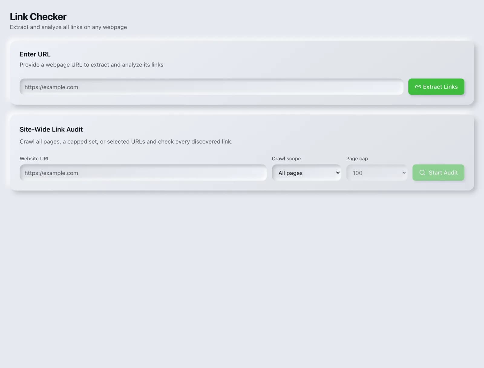 The Link Checker tool in the SEO Roger dashboard.